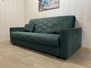 Диван Престиж-15 НПБ+МДФ, велюр Sensey bottle green в Мегионе - megion.magazin-mebel74.ru | фото