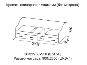 Кровать одинарная с ящиками (Без матраца 0,9*2,0) в Мегионе - megion.magazin-mebel74.ru | фото